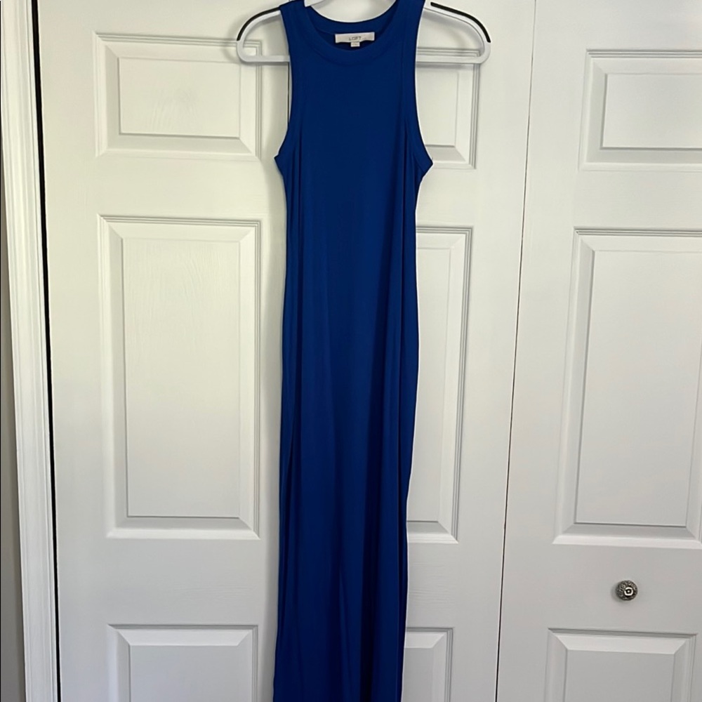 LOFT Blue Sleeveless Halter Maxi Dress